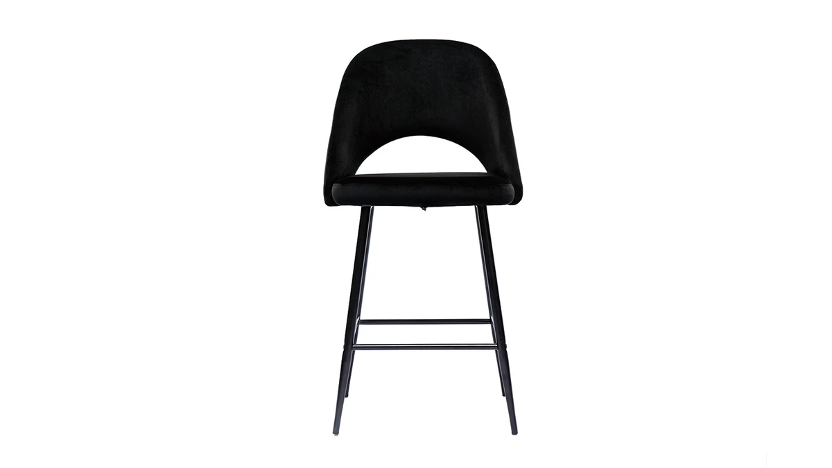 Tabourets De Bar En Velours Noir Et Métal H65 Cm (lot De 2) COSETTE 4 Tabourets De Bar En Velours Noir Et Métal H65 Cm (lot De 2) COSETTE – Image 2