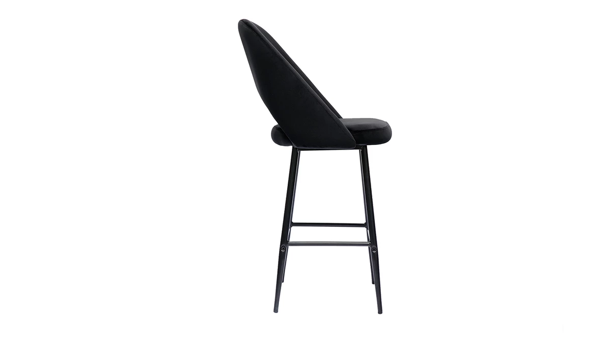 Tabourets De Bar En Velours Noir Et Métal H65 Cm (lot De 2) COSETTE 6 Tabourets De Bar En Velours Noir Et Métal H65 Cm (lot De 2) COSETTE – Image 4