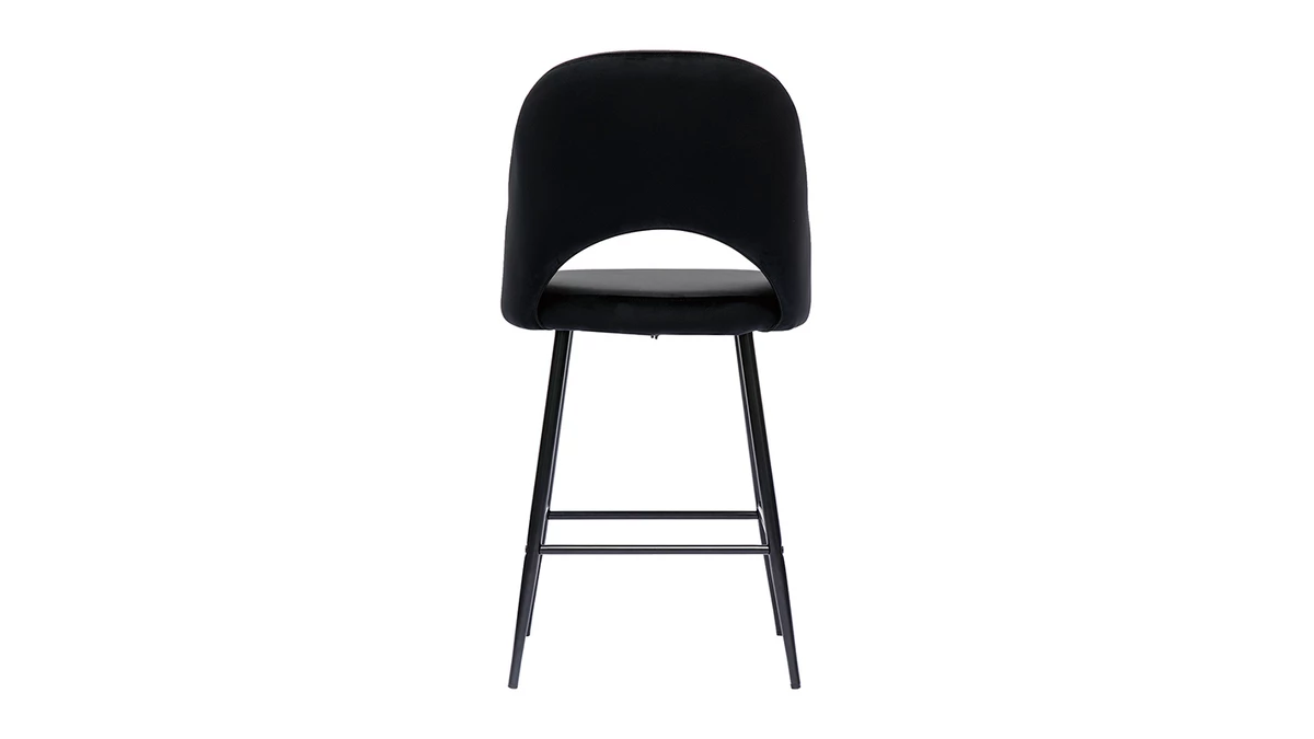Tabourets De Bar En Velours Noir Et Métal H65 Cm (lot De 2) COSETTE 7 Tabourets De Bar En Velours Noir Et Métal H65 Cm (lot De 2) COSETTE – Image 5