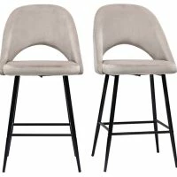 Tabourets De Bar En Velours Taupe Et Métal H65 Cm (lot De 2) COSETTE