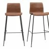 Tabourets De Bar Fixes Marron Aspect Vieilli Et Métal Noir H75 (lot De 2) HAROLD