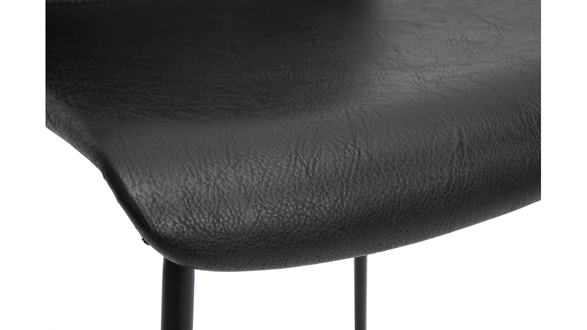 Tabourets De Bar Fixes Noirs Aspect Vieilli Et Métal Noir H75 (lot De 2) HAROLD 8 Tabourets De Bar Fixes Noirs Aspect Vieilli Et Métal Noir H75 (lot De 2) HAROLD – Image 6