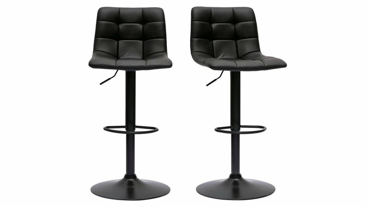 Tabourets De Bar Réglables Design Noirs (lot De 2) MAXWELL 3 Tabourets De Bar Réglables Design Noirs (lot De 2) MAXWELL