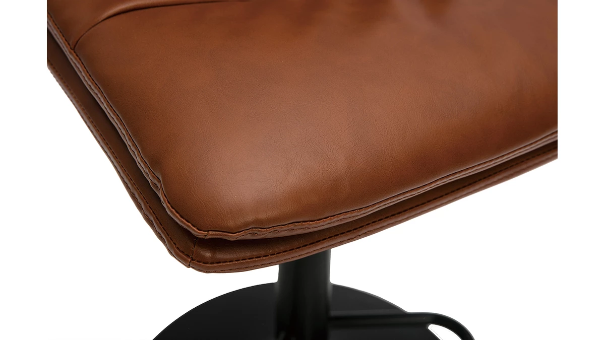 Tabourets De Bar Réglables En Polyuréthane Marron Et Métal Noir (lot De 2) ZUCK 8 Tabourets De Bar Réglables En Polyuréthane Marron Et Métal Noir (lot De 2) ZUCK – Image 6