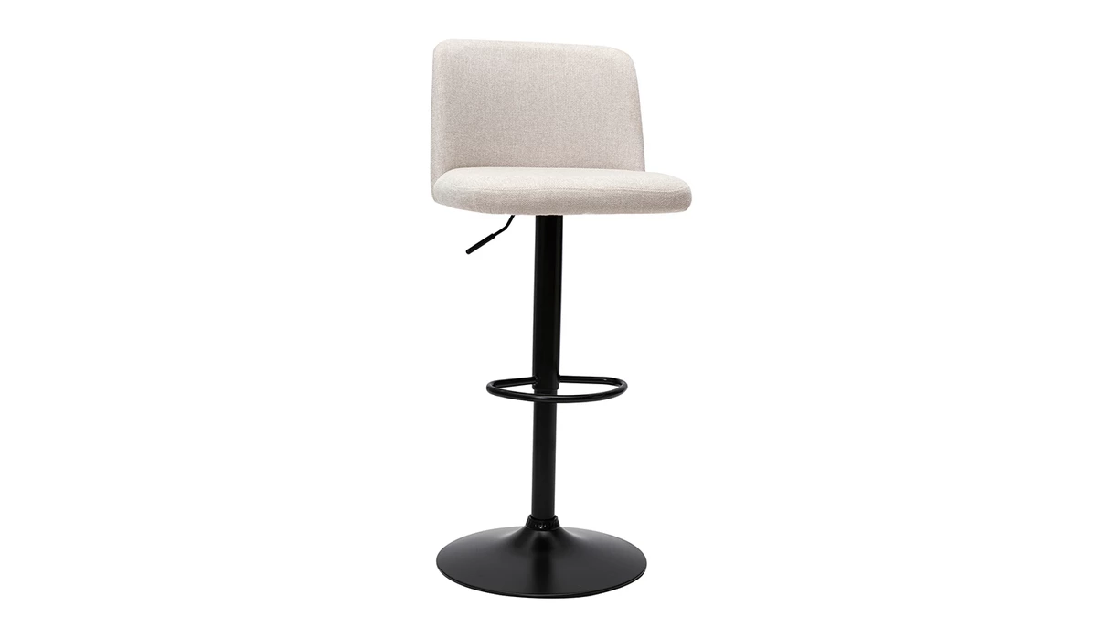 Tabourets De Bar Réglables En Tissu Effet Velours Texturé Beige Et Métal Noir (lot De 2) MONTI 5 Tabourets De Bar Réglables En Tissu Effet Velours Texturé Beige Et Métal Noir (lot De 2) MONTI – Image 3