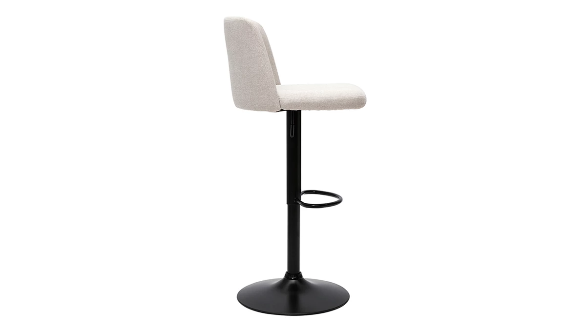 Tabourets De Bar Réglables En Tissu Effet Velours Texturé Beige Et Métal Noir (lot De 2) MONTI 6 Tabourets De Bar Réglables En Tissu Effet Velours Texturé Beige Et Métal Noir (lot De 2) MONTI – Image 4