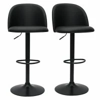 Tabourets De Bar Réglables Polyuréthane Noir Et Métal Noir (lot De 2) CELESTE