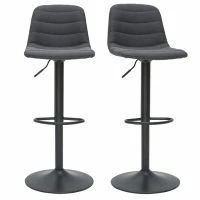 Tabourets De Bar Réglables Tissu Et Métal Gris Foncé (lot De 2) SAURY