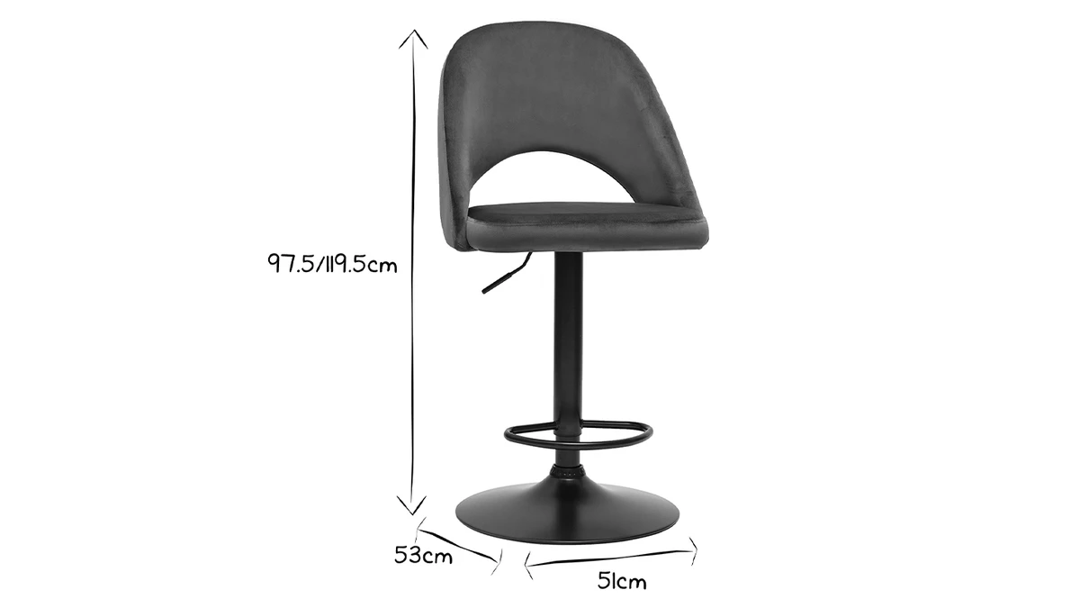 Tabourets De Bar Relevables En Velours Bleu Pétrole Et Métal Noir (lot De 2) COSETTE 9 Tabourets De Bar Relevables En Velours Bleu Pétrole Et Métal Noir (lot De 2) COSETTE – Image 7