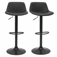 Tabourets De Bar Relevables Polyuréthane Et Métal Noir (lot De 2) NONIE