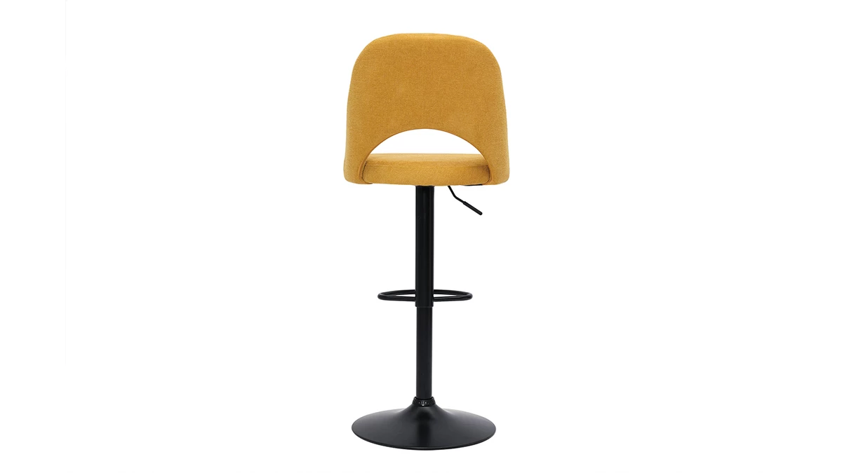 Tabourets De Bar Relevables Tissu Effet Velours Texturé Jaune Et Métal Noir (lot De 2) COSETTE 7 Tabourets De Bar Relevables Tissu Effet Velours Texturé Jaune Et Métal Noir (lot De 2) COSETTE – Image 5