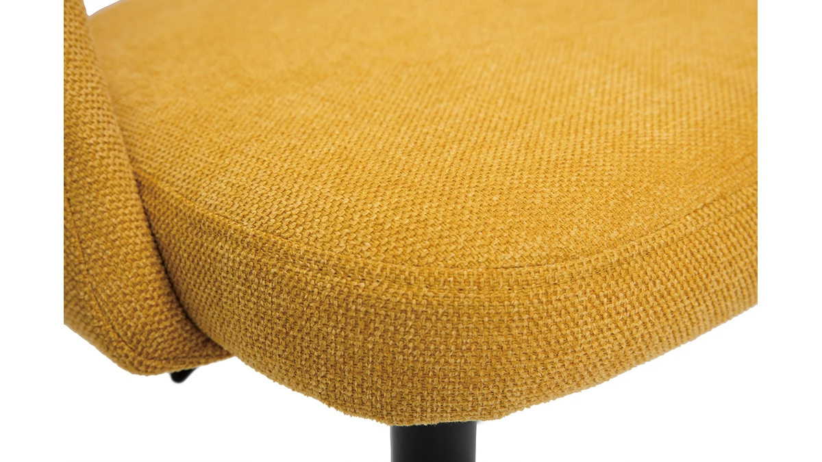Tabourets De Bar Relevables Tissu Effet Velours Texturé Jaune Et Métal Noir (lot De 2) COSETTE 8 Tabourets De Bar Relevables Tissu Effet Velours Texturé Jaune Et Métal Noir (lot De 2) COSETTE – Image 6
