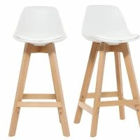 Tabourets De Bar Scandinaves Blanc Et Bois 65 Cm (lot De 2) MINI PAULINE