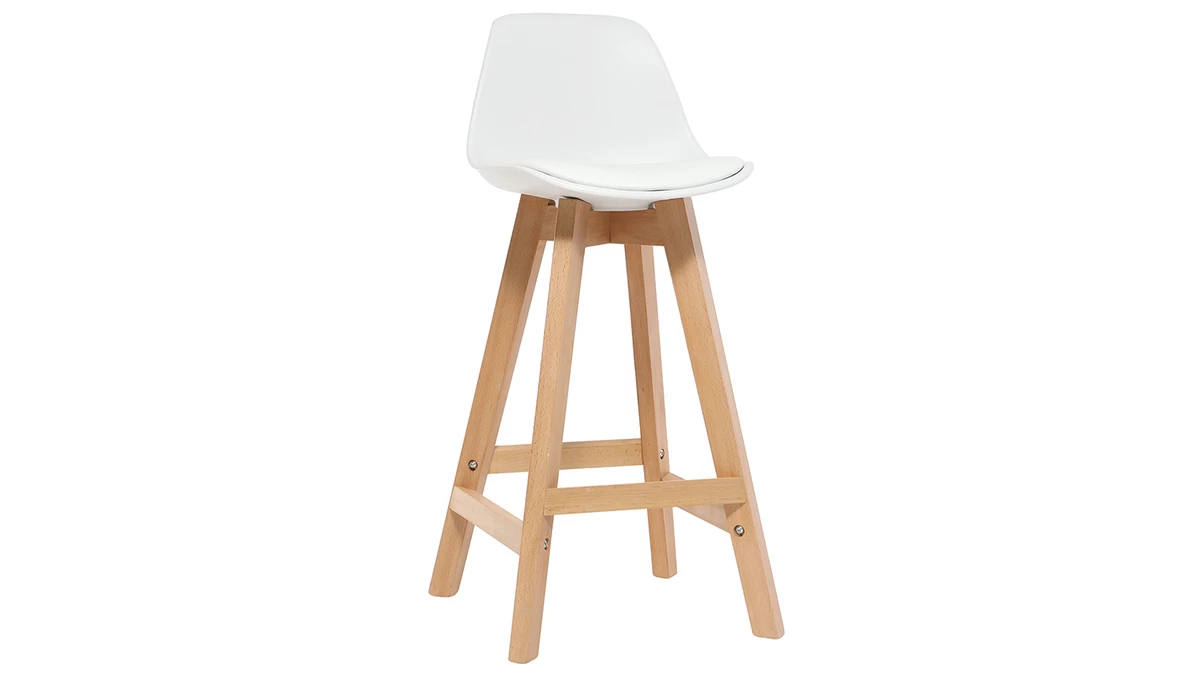 Tabourets De Bar Scandinaves Blanc Et Bois 65 Cm (lot De 2) MINI PAULINE 5 Tabourets De Bar Scandinaves Blanc Et Bois 65 Cm (lot De 2) MINI PAULINE – Image 3