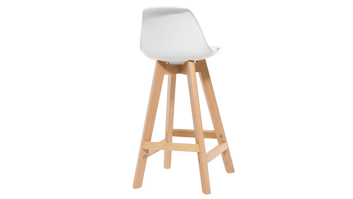 Tabourets De Bar Scandinaves Blanc Et Bois 65 Cm (lot De 2) MINI PAULINE 6 Tabourets De Bar Scandinaves Blanc Et Bois 65 Cm (lot De 2) MINI PAULINE – Image 4
