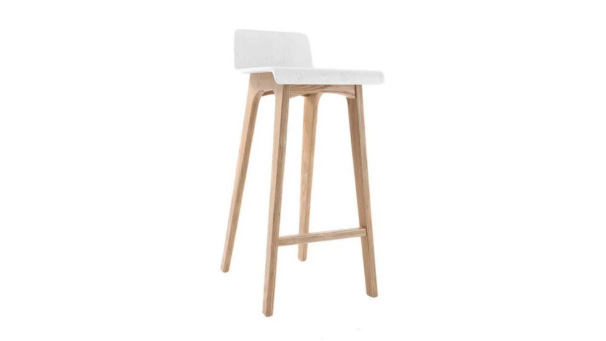 Tabourets De Bar Scandinaves Blancs Et Bois Clair H75 Cm (lot De 2) BALTIK 5 Tabourets De Bar Scandinaves Blancs Et Bois Clair H75 Cm (lot De 2) BALTIK – Image 3