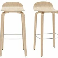 Tabourets De Bar Scandinaves Bois Chêne H68 Cm (lot De 2) OBRA