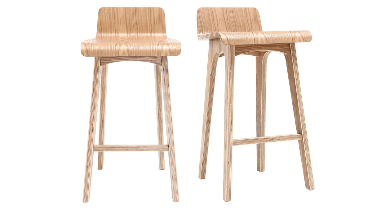 Tabourets De Bar Scandinaves Bois Clair H65 Cm (lot De 2) BALTIK 3 Tabourets De Bar Scandinaves Bois Clair H65 Cm (lot De 2) BALTIK