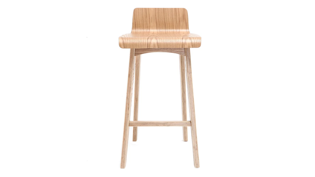 Tabourets De Bar Scandinaves Bois Clair H65 Cm (lot De 2) BALTIK 4 Tabourets De Bar Scandinaves Bois Clair H65 Cm (lot De 2) BALTIK – Image 2