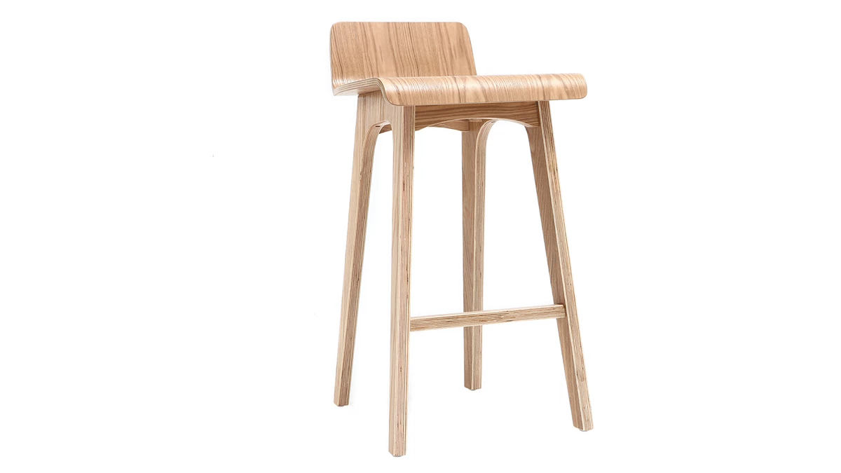 Tabourets De Bar Scandinaves Bois Clair H65 Cm (lot De 2) BALTIK 5 Tabourets De Bar Scandinaves Bois Clair H65 Cm (lot De 2) BALTIK – Image 3