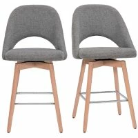 Tabourets De Bar Scandinaves Tissu Effet Velours Texturé Gris Et Hévéa Massif 65 Cm (lot De 2) COSETTE