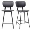 Tabourets De Bar Vintage Noir Avec Pieds Métal 65cm (lot De 2) LAB