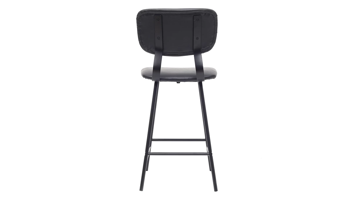 Tabourets De Bar Vintage Noir Avec Pieds Métal 65cm (lot De 2) LAB 7 Tabourets De Bar Vintage Noir Avec Pieds Métal 65cm (lot De 2) LAB – Image 5