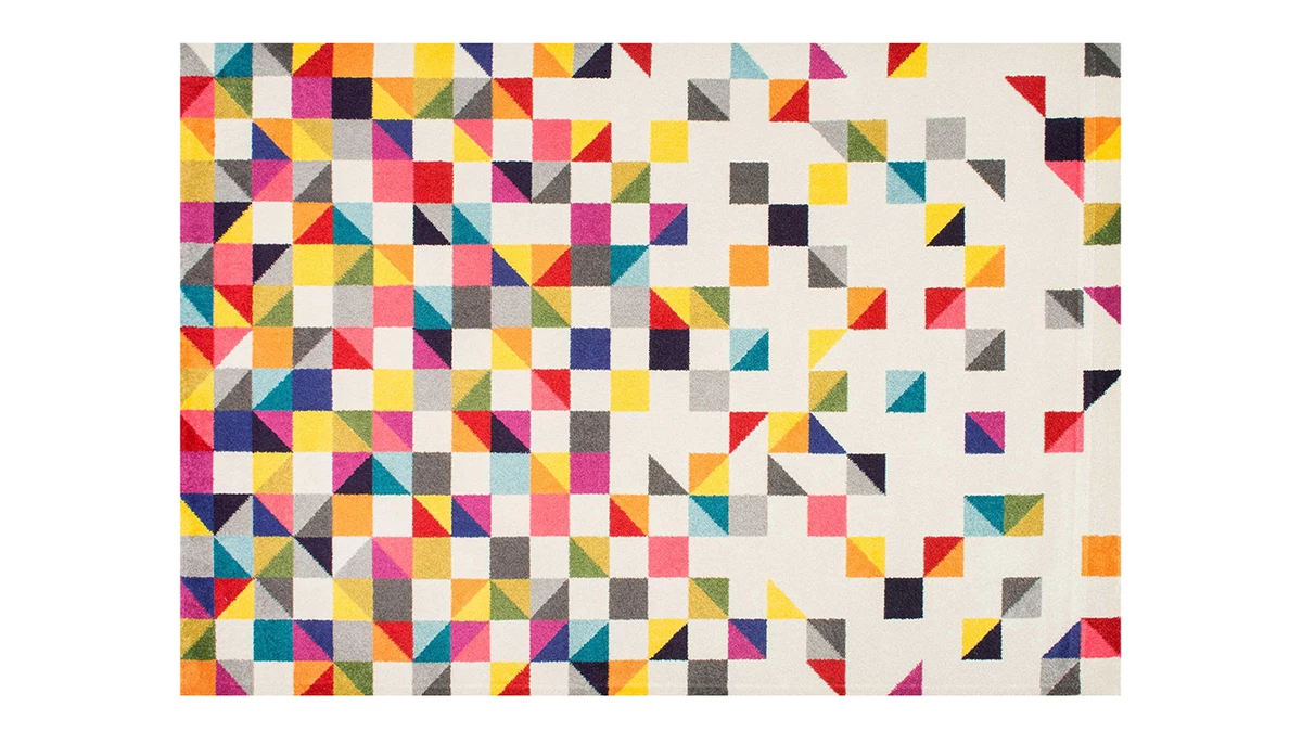 Tapis à Motif Graphique Multicolore 160 X 230 Cm RUBIKS 3 Tapis à Motif Graphique Multicolore 160 X 230 Cm RUBIKS