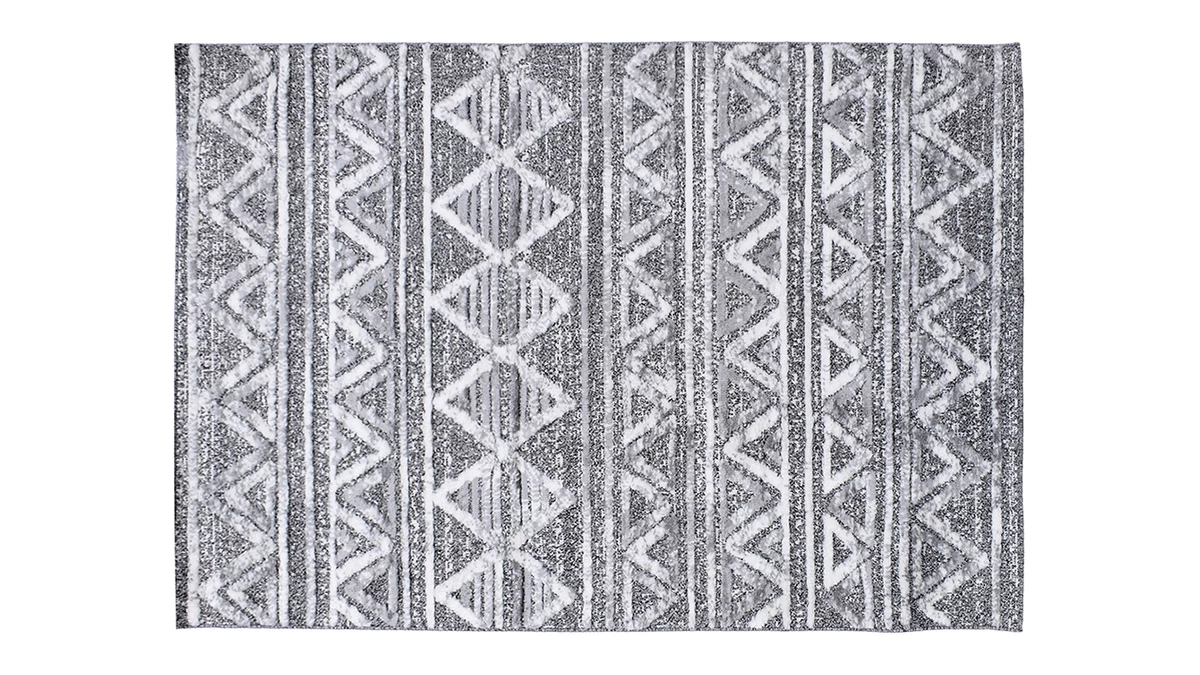 Tapis Berbere Avec Motifs En Relief Blanc Et Gris 160 X 230 Cm ERGA 3 Tapis Berbere Avec Motifs En Relief Blanc Et Gris 160 X 230 Cm ERGA