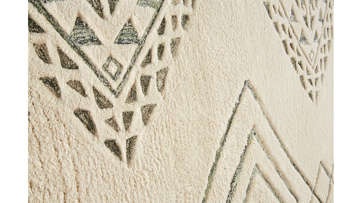 Tapis Berbère Tissé à La Main écru Et Vert 160 X 230 Cm SONGE 4 Tapis Berbère Tissé à La Main écru Et Vert 160 X 230 Cm SONGE – Image 2