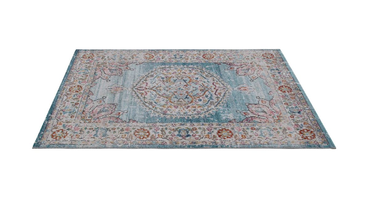 Tapis Bleu à Motif Multicolore 160 X 230 Cm TAET 4 Tapis Bleu à Motif Multicolore 160 X 230 Cm TAET – Image 2