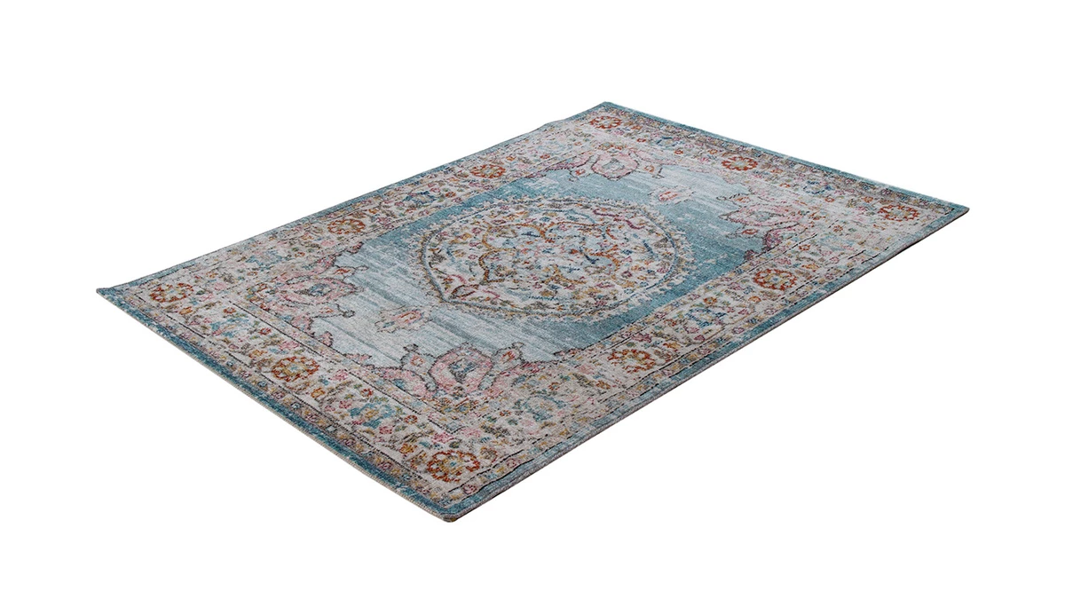 Tapis Bleu à Motif Multicolore 160 X 230 Cm TAET 6 Tapis Bleu à Motif Multicolore 160 X 230 Cm TAET – Image 4