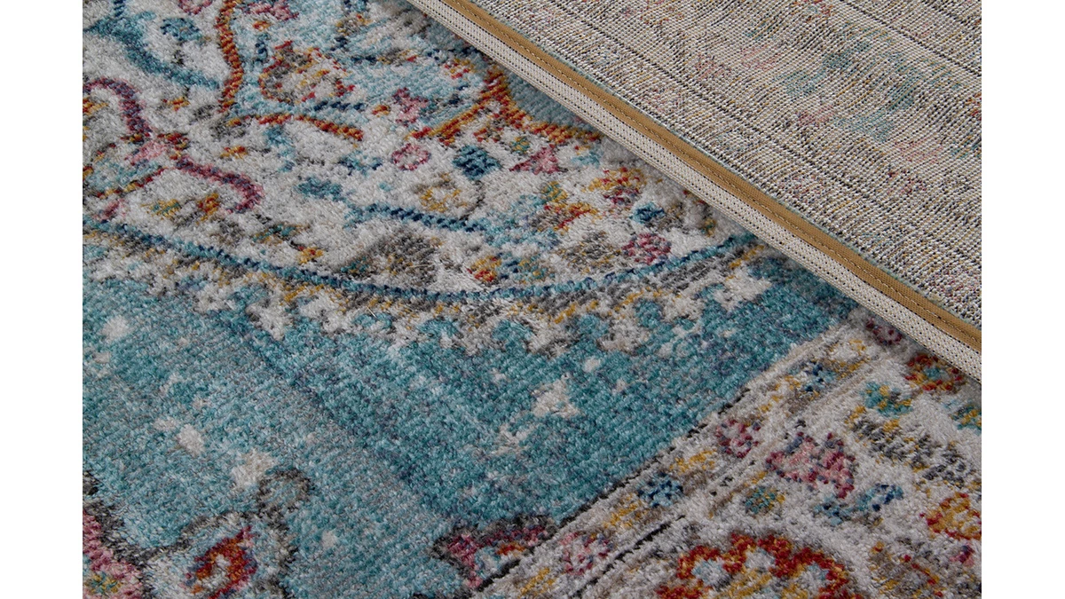 Tapis Bleu à Motif Multicolore 160 X 230 Cm TAET 5 Tapis Bleu à Motif Multicolore 160 X 230 Cm TAET – Image 3