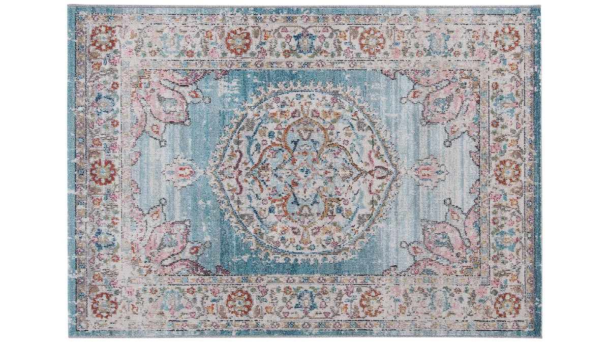 Tapis Bleu à Motif Multicolore 160 X 230 Cm TAET 3 Tapis Bleu à Motif Multicolore 160 X 230 Cm TAET