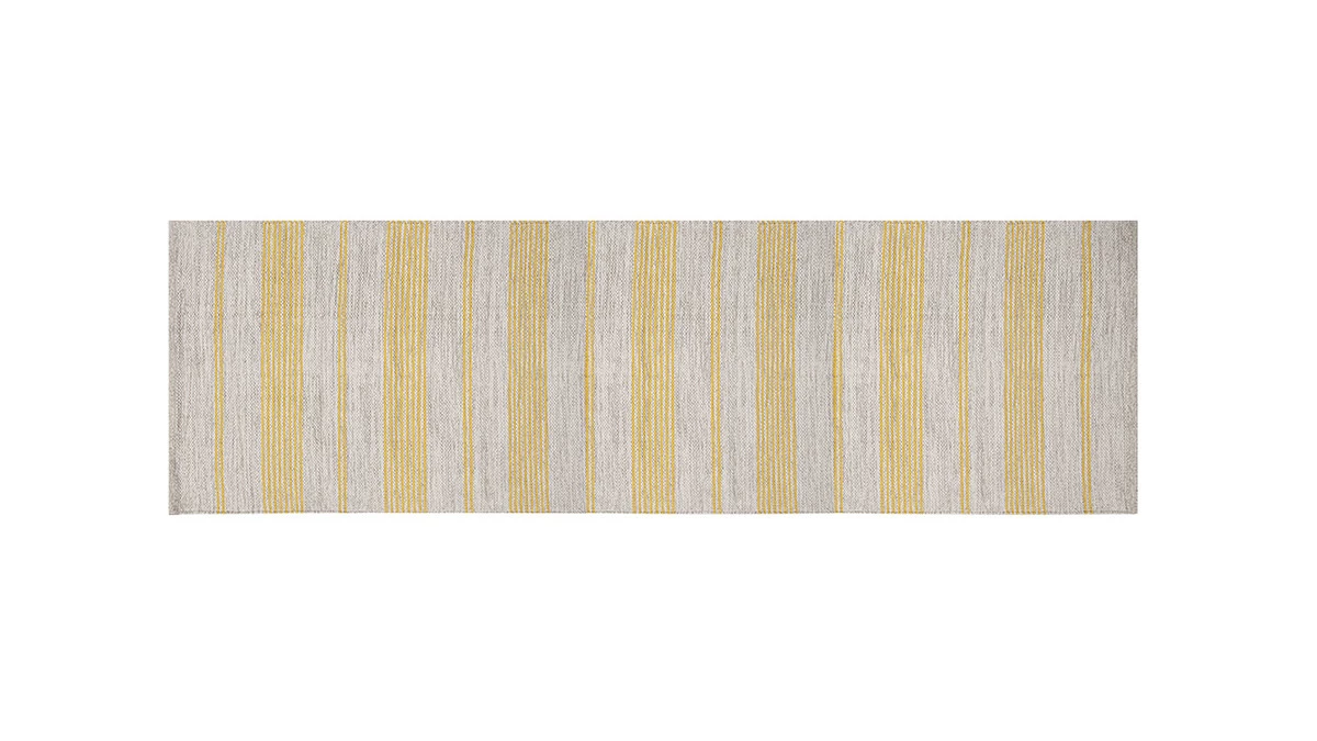Tapis De Couloir En Coton Jaune Et Beige 60 X 200 Cm CABOURG 3 Tapis De Couloir En Coton Jaune Et Beige 60 X 200 Cm CABOURG