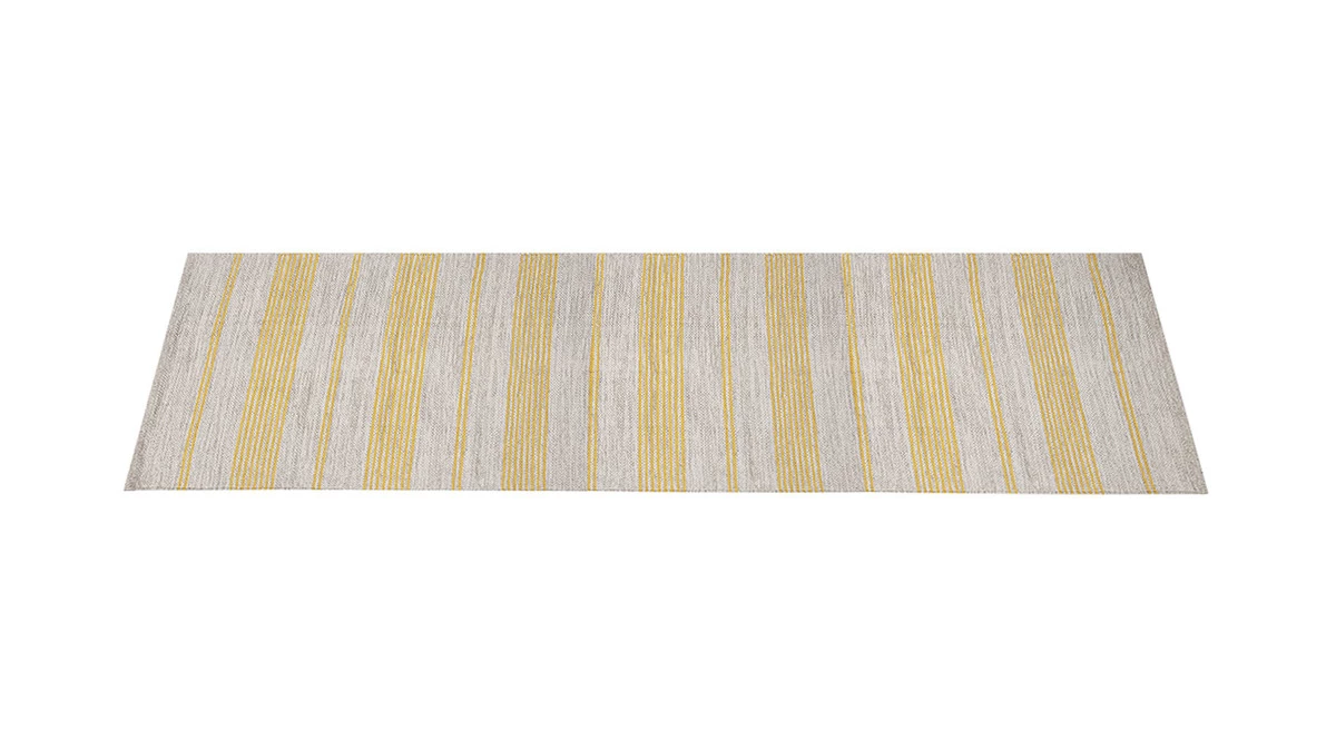 Tapis De Couloir En Coton Jaune Et Beige 60 X 200 Cm CABOURG 4 Tapis De Couloir En Coton Jaune Et Beige 60 X 200 Cm CABOURG – Image 2