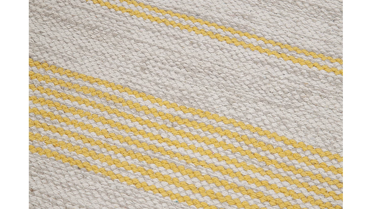 Tapis De Couloir En Coton Jaune Et Beige 60 X 200 Cm CABOURG 5 Tapis De Couloir En Coton Jaune Et Beige 60 X 200 Cm CABOURG – Image 3