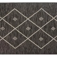 Tapis / Descente De Lit Pour L'intérieur Et L'extérieur Noir Et Blanc 60 X 110 Cm ASMA