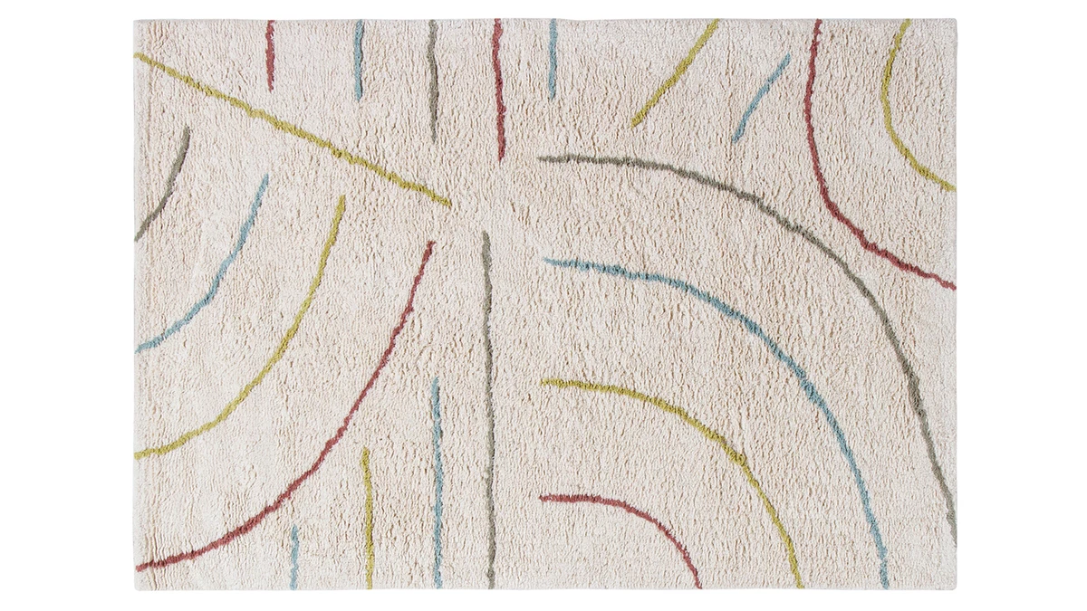 Tapis Enfant Beige Courbes Multicolores L100 X L150 Cm PEPA