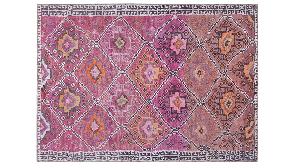 Tapis Ethnique Rose à Motifs L160 X L230 Cm ALEV 3 Tapis Ethnique Rose à Motifs L160 X L230 Cm ALEV