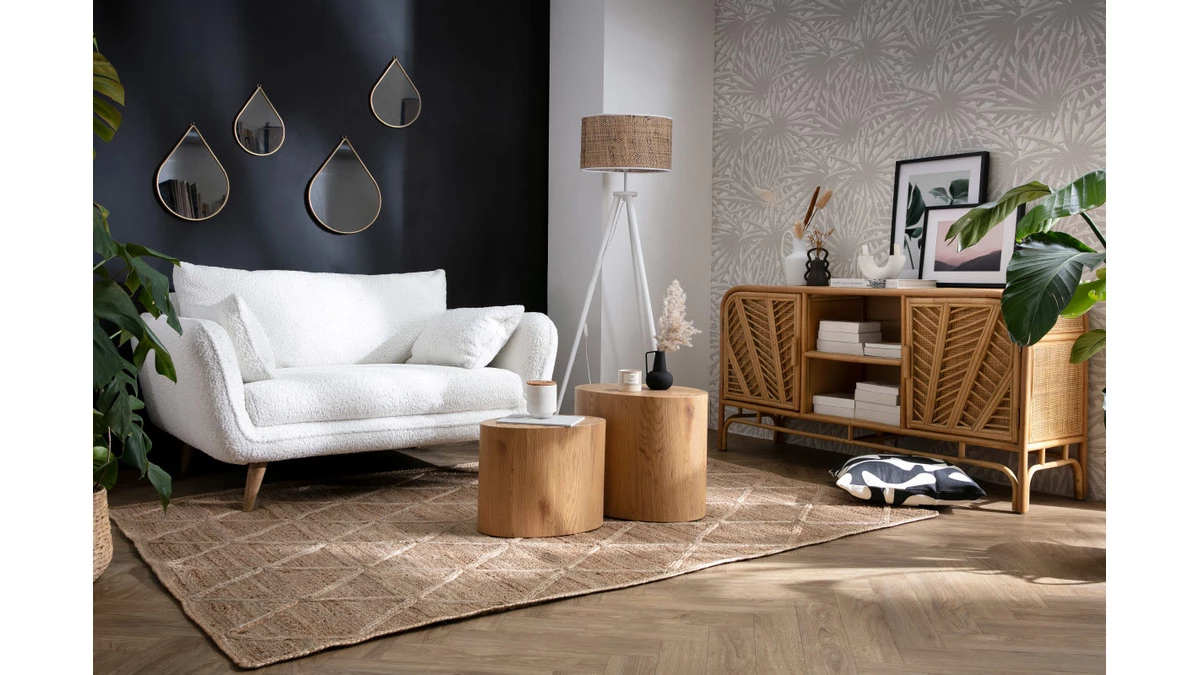 Tapis Naturel En Jute Tissé Main Avec Motifs Losanges 160 X 230 Cm RAFI 4 Tapis Naturel En Jute Tissé Main Avec Motifs Losanges 160 X 230 Cm RAFI – Image 2