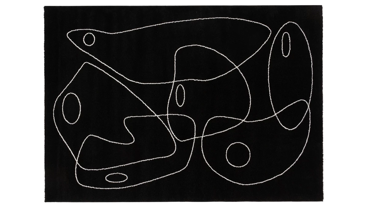 Tapis Noir Motif Line Art 160x230 Cm ARTISTE 3 Tapis Noir Motif Line Art 160x230 Cm ARTISTE