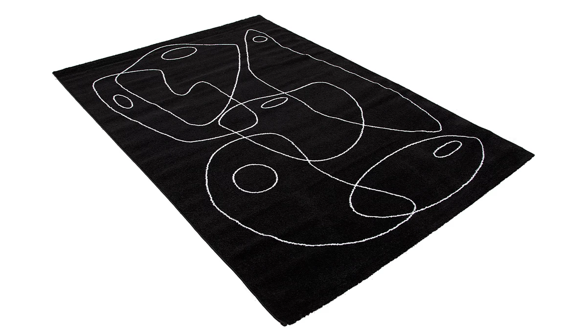 Tapis Noir Motif Line Art 160x230 Cm ARTISTE 4 Tapis Noir Motif Line Art 160x230 Cm ARTISTE – Image 2