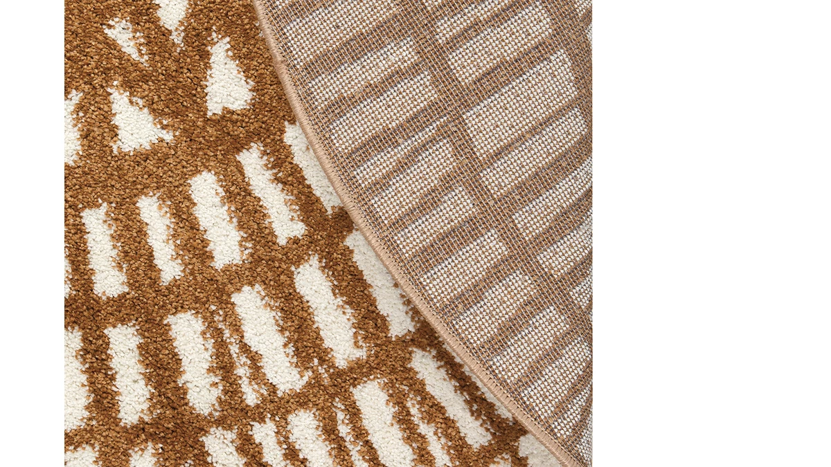 Tapis Rond Graphique Jaune D160 Cm OLAPA 5 Tapis Rond Graphique Jaune D160 Cm OLAPA – Image 3