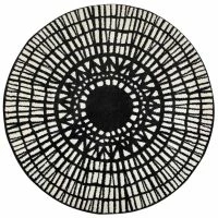 Tapis Rond Graphique Noir D160 Cm OLAPA