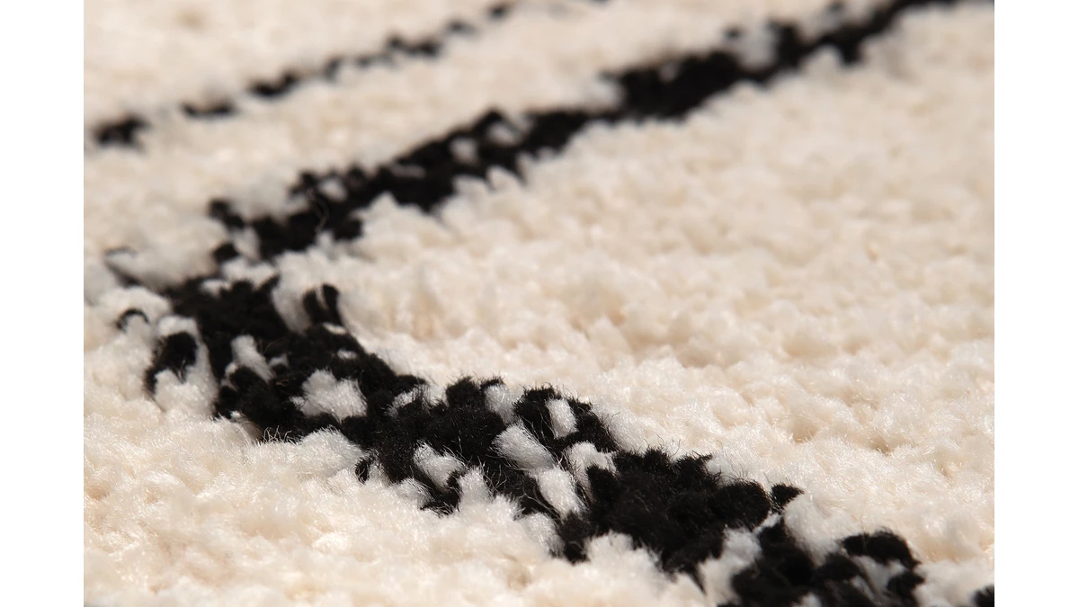 Tapis Style Berbère Ivoire Et Noir 160 X 230 Cm YAKIMA 5 Tapis Style Berbère Ivoire Et Noir 160 X 230 Cm YAKIMA – Image 3