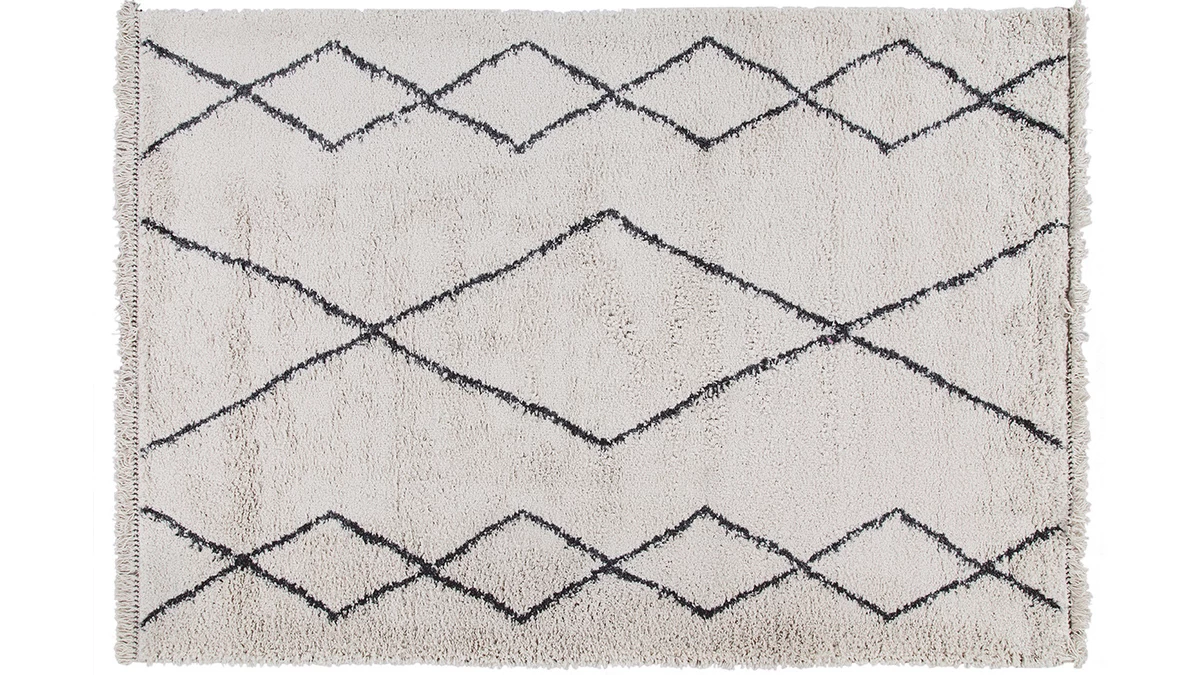 Tapis Style Berbère Motif Noir 160 X 230 Cm TRIBU 3 Tapis Style Berbère Motif Noir 160 X 230 Cm TRIBU
