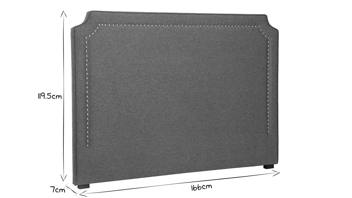 Tête De Lit Baroque Cloutée En Tissu Gris Foncé L166 Cm BARDOT 6 Tête De Lit Baroque Cloutée En Tissu Gris Foncé L166 Cm BARDOT – Image 4