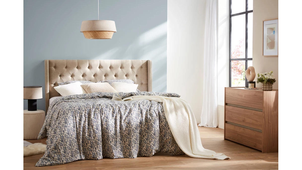 Tête De Lit Capitonnée En Tissu Beige Naturel L175 Cm LIZZIE 8 Tête De Lit Capitonnée En Tissu Beige Naturel L175 Cm LIZZIE – Image 6