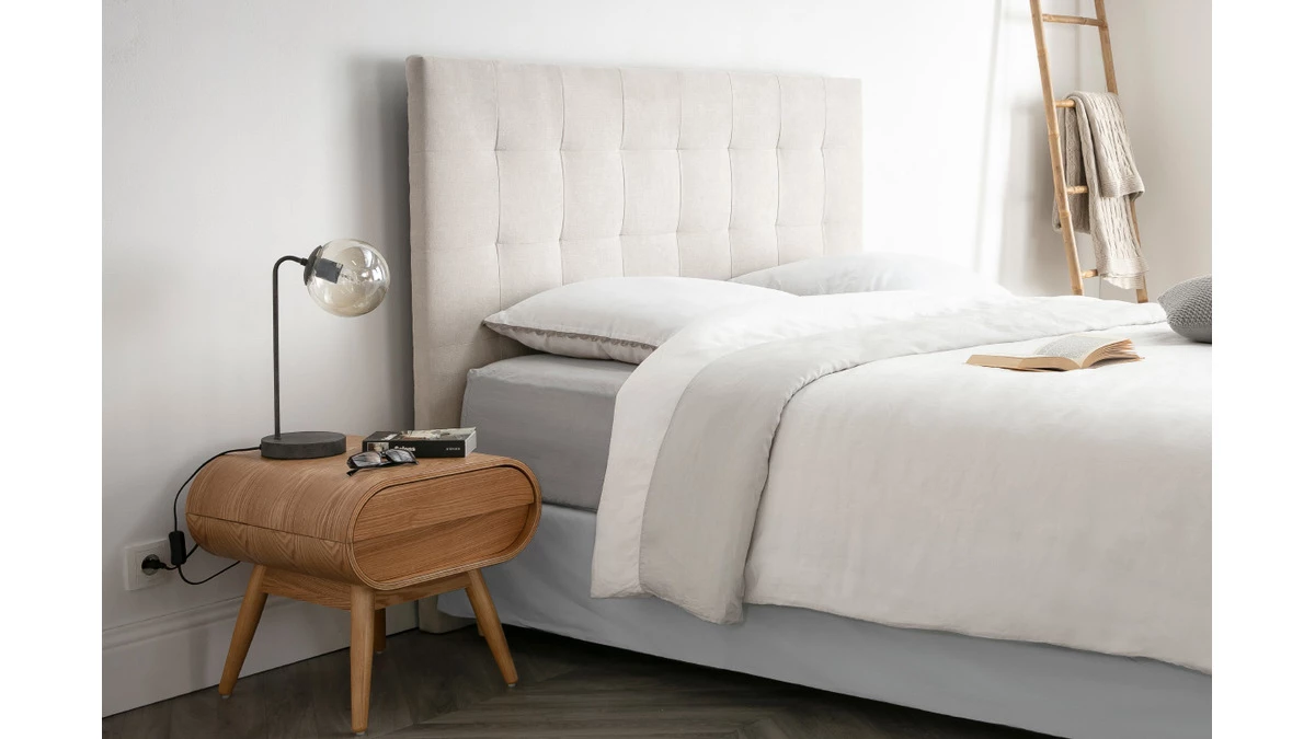 Tête De Lit Capitonnée En Tissu Naturel L140 Cm HALCIONA 6 Tête De Lit Capitonnée En Tissu Naturel L140 Cm HALCIONA – Image 4